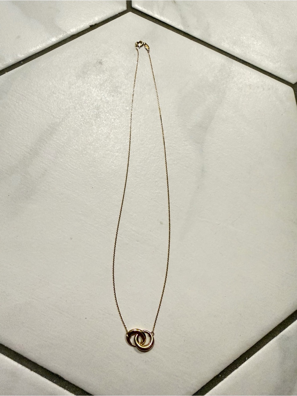 Delicate Gold Interlocking Circle Pendant Necklace